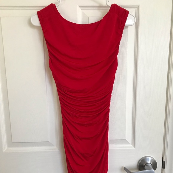 Red Hot Ruched Bodycon Dress - Picture 2 of 5